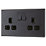 LAP  13A 2-Gang DP Switched Power Socket Slate Grey  with Black Inserts