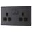 LAP  13A 2-Gang DP Switched Power Socket Slate Grey  with Black Inserts