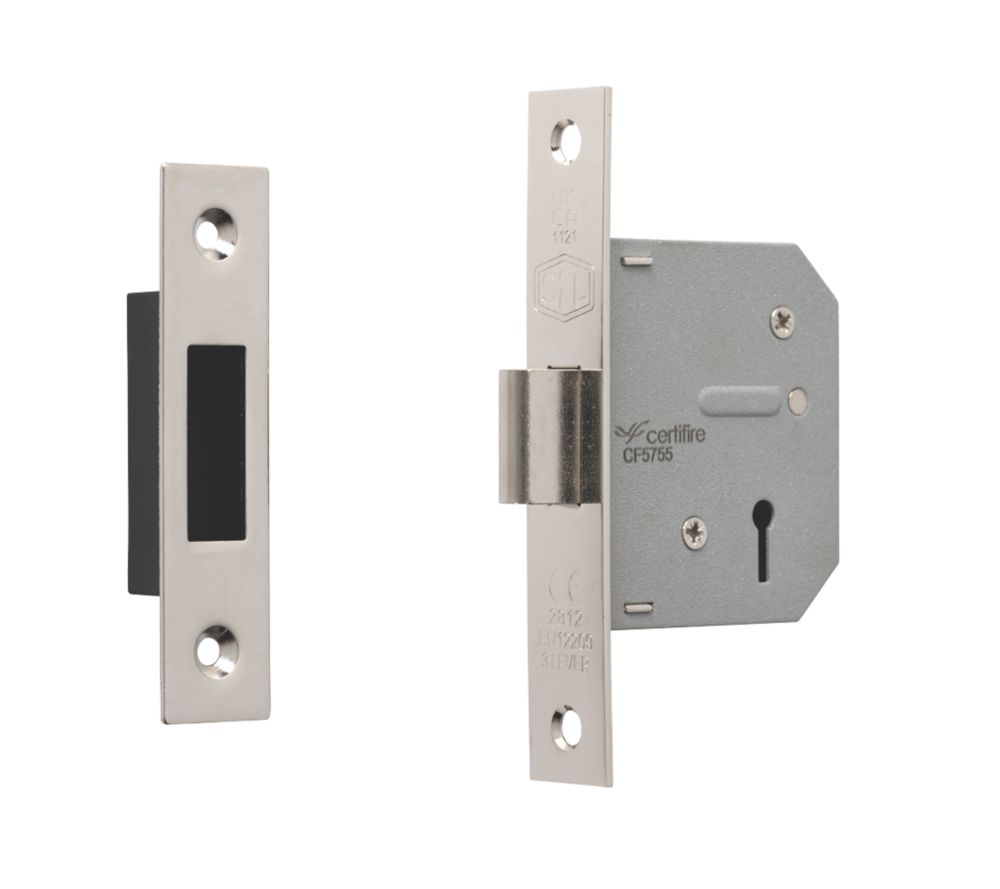 Smith & Locke Fire Rated 3 Lever Chrome Deadlock 65mm Case 44mm