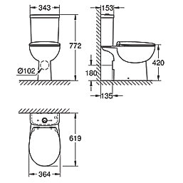 Grohe Bau Ceramic Bundle Soft-Close Close Coupled Toilet Dual-Flush 6Ltr