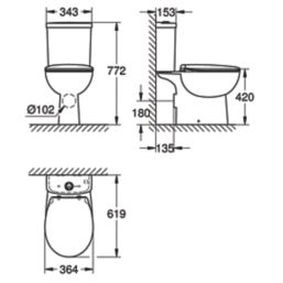 Grohe Bau Ceramic Soft-Close Close Coupled Toilet Dual-Flush 6Ltr