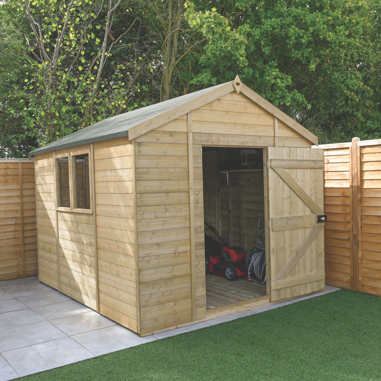 Forest Timberdale 8' 6" x 10' (Nominal) Apex Tongue & Groove Timber Shed with Base & Assembly (612TF)