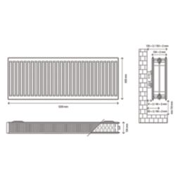 Flomasta 600mm x 1200mm 6998BTU White Type 22 Convector Radiator