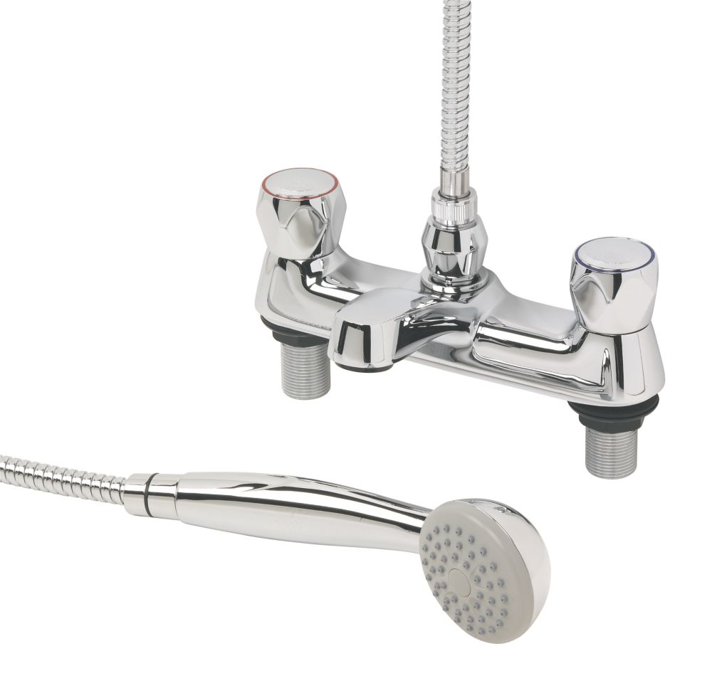 Swirl Contract Deck Mounted Metal Head Bath Shower Mixer Tap Screwfix