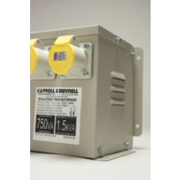 Carroll & Meynell  1500VA Intermittent Step-Down Isolation Transformer 230V/110V Grey