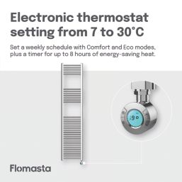 Flomasta 1800mm x 400mm 1364BTU Chrome Flat Electric Towel Radiator