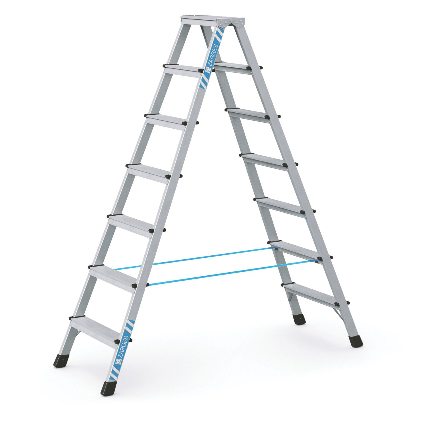 Zarges Aluminium 1.74m 7 Step Swingback A Frame Step Ladder (613CP)