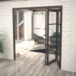 Green & Taylor  3-Door 1-Clear Light Primed Black Wooden Shaker Internal Bi-Fold Door 2060mm x 2133mm