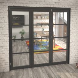 Green & Taylor  3-Door 1-Clear Light Primed Black Wooden Shaker Internal Bi-Fold Door 2060mm x 2133mm
