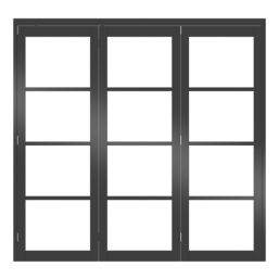 Green & Taylor  3-Door 1-Clear Light Primed Black Wooden Shaker Internal Bi-Fold Door 2060mm x 2133mm