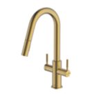 Clearwater Topaz TOP30BB Double Lever Tap with Twin Spray Pull-Out Brushed Brass PVD