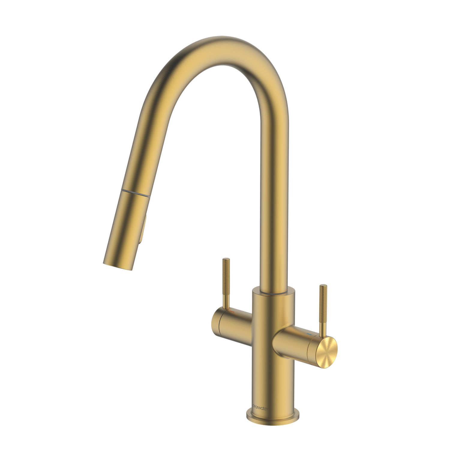 Clearwater Topaz TOP30BB Double Lever Tap with Twin Spray Pull-Out Brushed Brass PVD (613FJ)