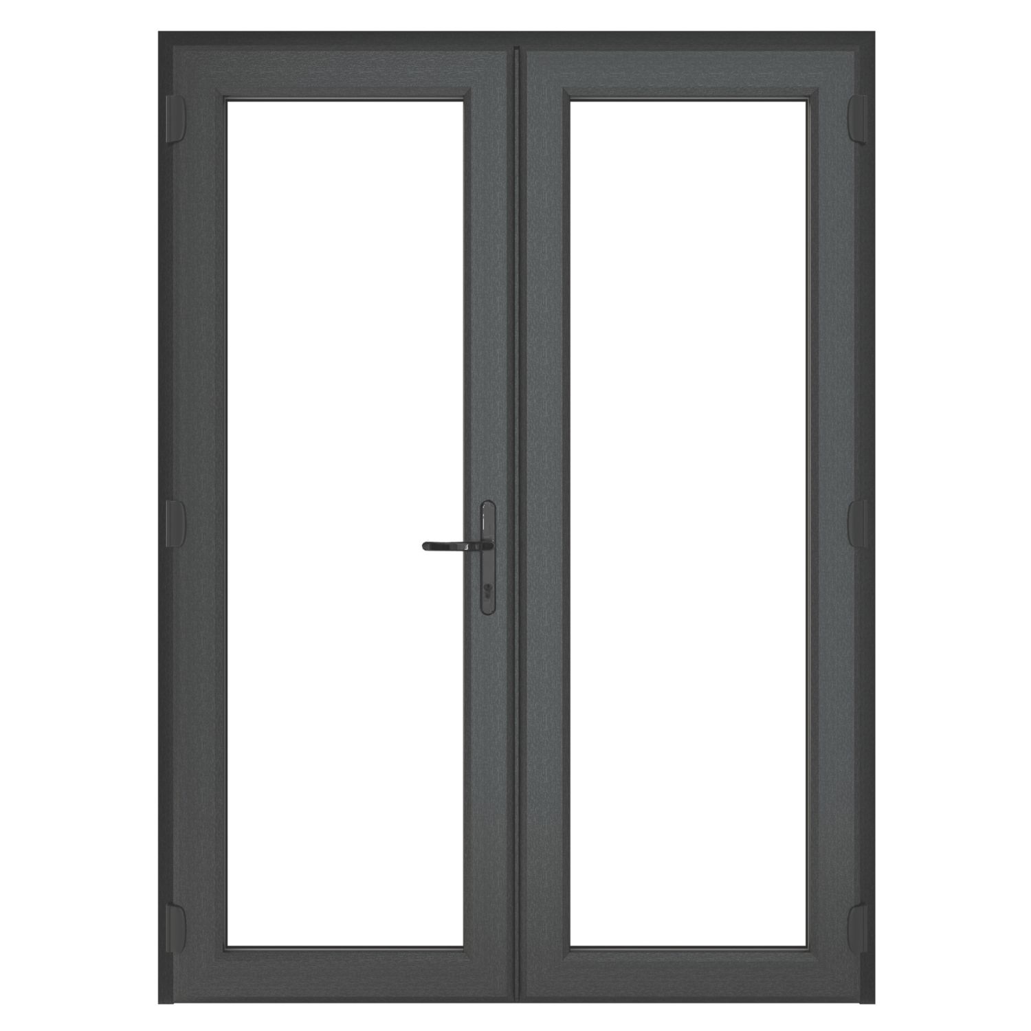 Crystal Anthracite Grey Triple-Glazed uPVC French Door Set 2055mm x 1490mm (613JN)