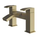 ETAL Kinlin Brushed Brass 143mm Deck Mounted Lever 2 Tap Holes Bath Mixer Tap