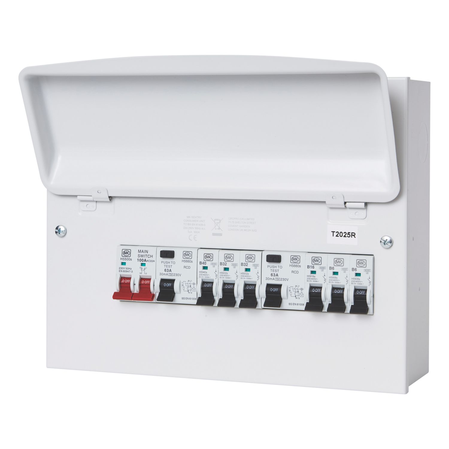 MK Sentry 12-Module 6-Way Populated Dual RCD Consumer Unit (613KP)