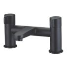 Refurb Swirl Caldew Black 120mm Deck Mounted Lever 2 Tap Holes Bath Mixer Tap