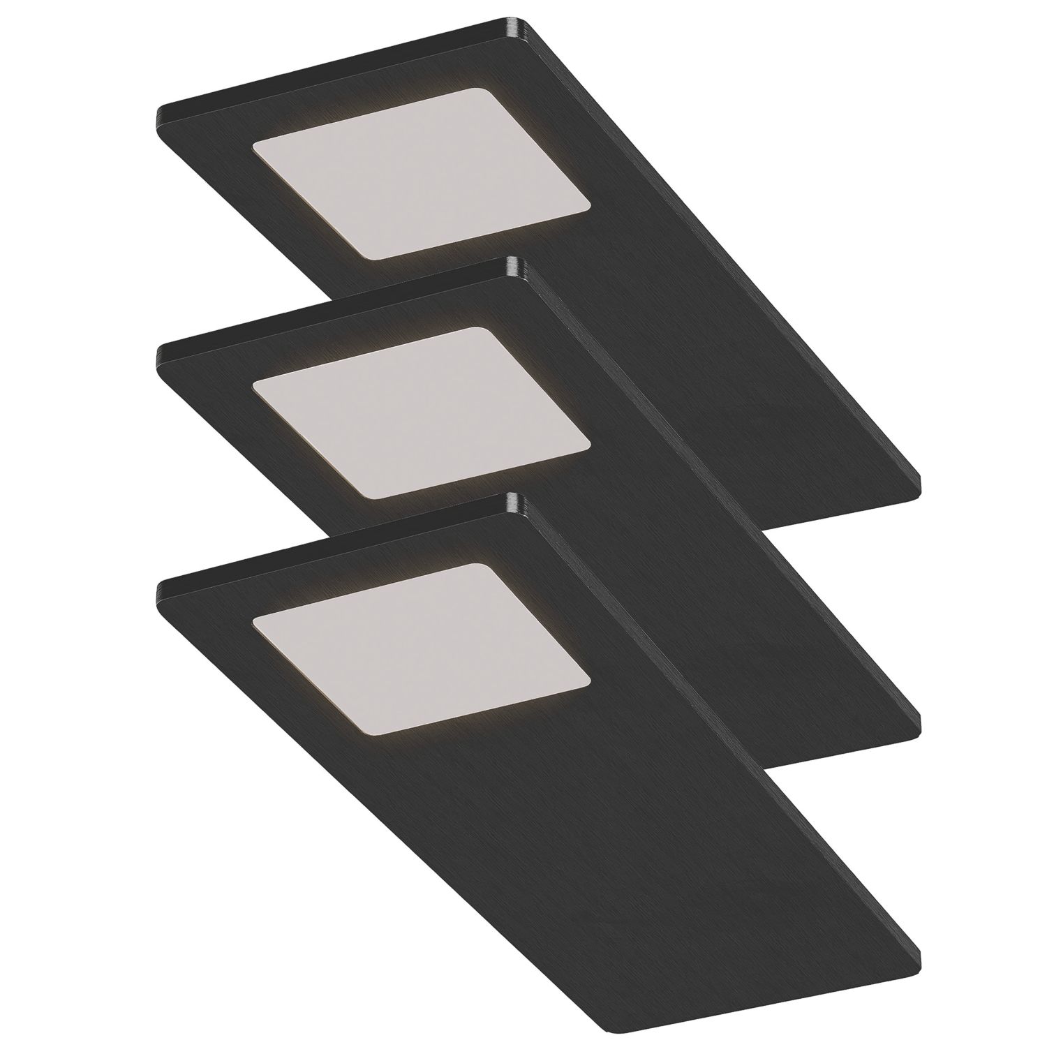 Sensio Astro TrioTone Rectangular LED Under Cabinet Lights Black 14.4W 240-270lm 3 Pack (613PE)