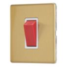 Contactum Lyric 45A 1-Gang DP Control Switch Brushed Brass  with White Inserts