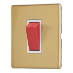 Contactum Lyric 45A 1-Gang DP Control Switch Brushed Brass  with White Inserts