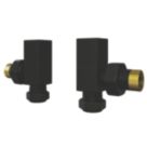 ETAL Swelt 15mm x 1/2" Satin Black Angled Designer Manual Radiator Valve Head & Body  2 Pack