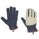ClipGlove Stretch Fit   Synthetic Leather Gardening Gloves Navy / Cream Large