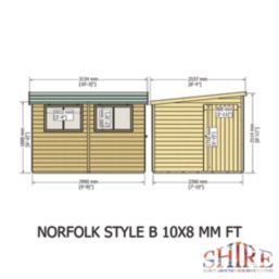 Shire Norfolk 10' x 8' (Nominal) Pent Tongue & Groove Timber Workshop
