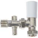 Drayton 15mm x 1/2" White Angled Lockshield Radiator Valve With Drain Off