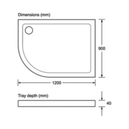 Mira Flight Safe Offset Quadrant Shower Tray Right-Handed White 1200mm x 900mm x 40mm