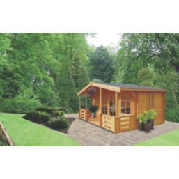 Shire Lydford 2 12' x 16' 6" (Nominal) Apex Timber Log Cabin with Assembly