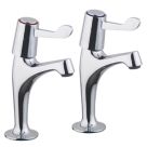 Refurb Essentials  Pillar Single Lever High Neck Sink Taps Chrome 1 Pair