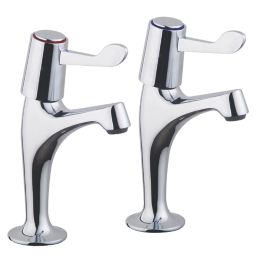 Refurb Essentials  Pillar Single Lever High Neck Sink Taps Chrome 1 Pair