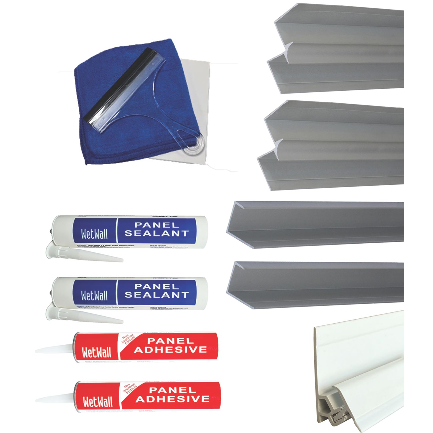 Splashwall Installation Kit Satin Anodised Aluminium 8 Piece Set (614KU)