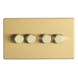 Contactum Lyric 4-Gang 2-Way LED Dimmer Switch  Brushed Brass