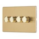 Contactum Lyric 4-Gang 2-Way LED Dimmer Switch  Brushed Brass