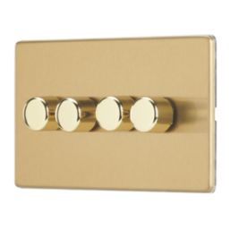 Contactum Lyric 4-Gang 2-Way LED Dimmer Switch  Brushed Brass