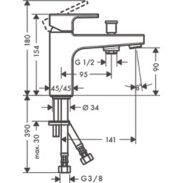 Hansgrohe Vernis Shape Chrome 154mm Deck Mounted Single Control Manual Shower Mixer Tap