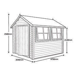 Shire Solway 3 12' x 15' 6" (Nominal) Apex Timber Log Cabin