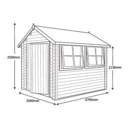 Shire Solway 3 12' x 15' 6" (Nominal) Apex Timber Log Cabin