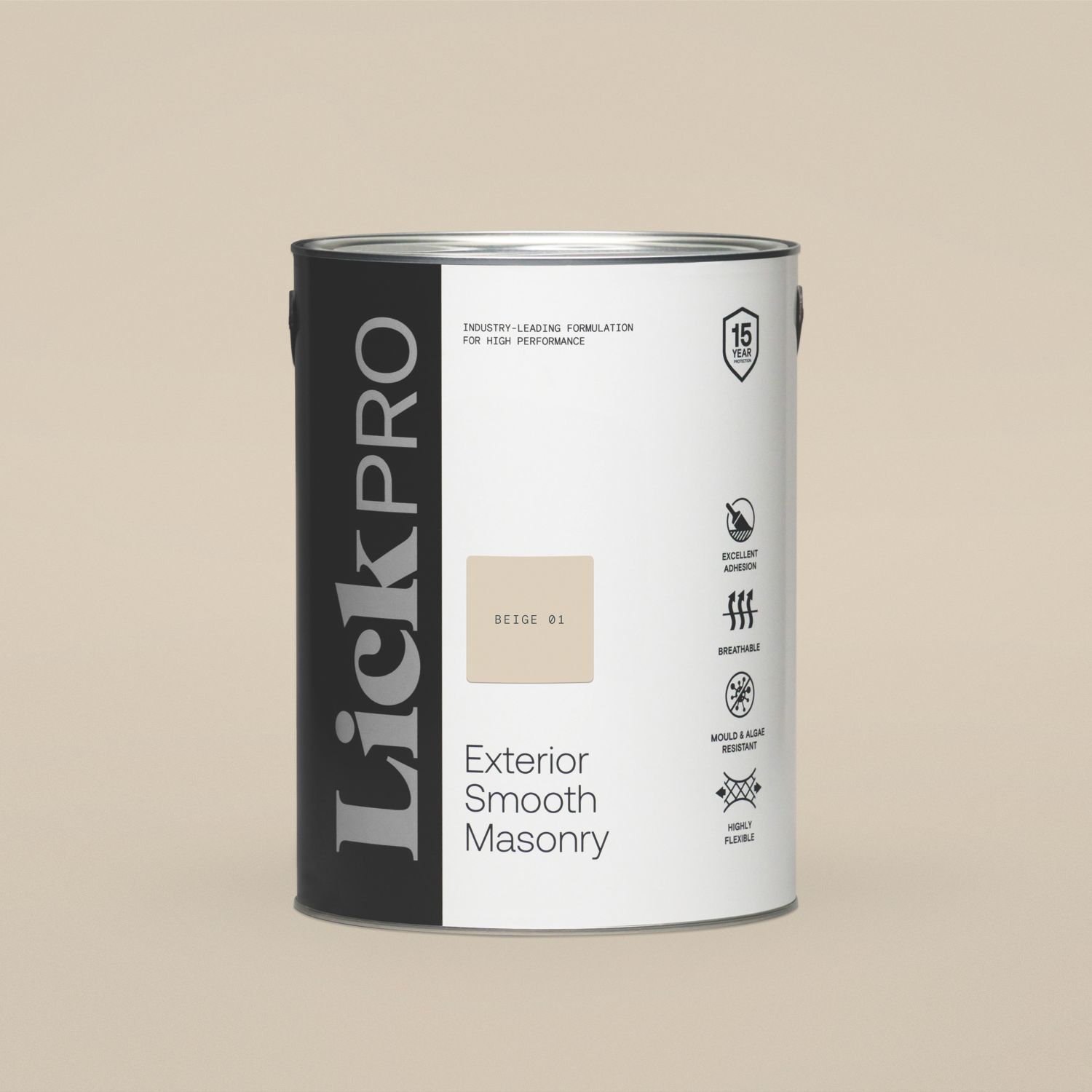 LickPro 5Ltr Smooth Beige 01 Masonry Paint (615FW)