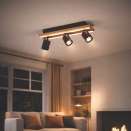 Eglo Gesteira LED 3-Light Spotlight Black & Brown 23W 1900lm