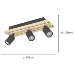 Eglo Gesteira LED 3-Light Spotlight Black & Brown 23W 1900lm