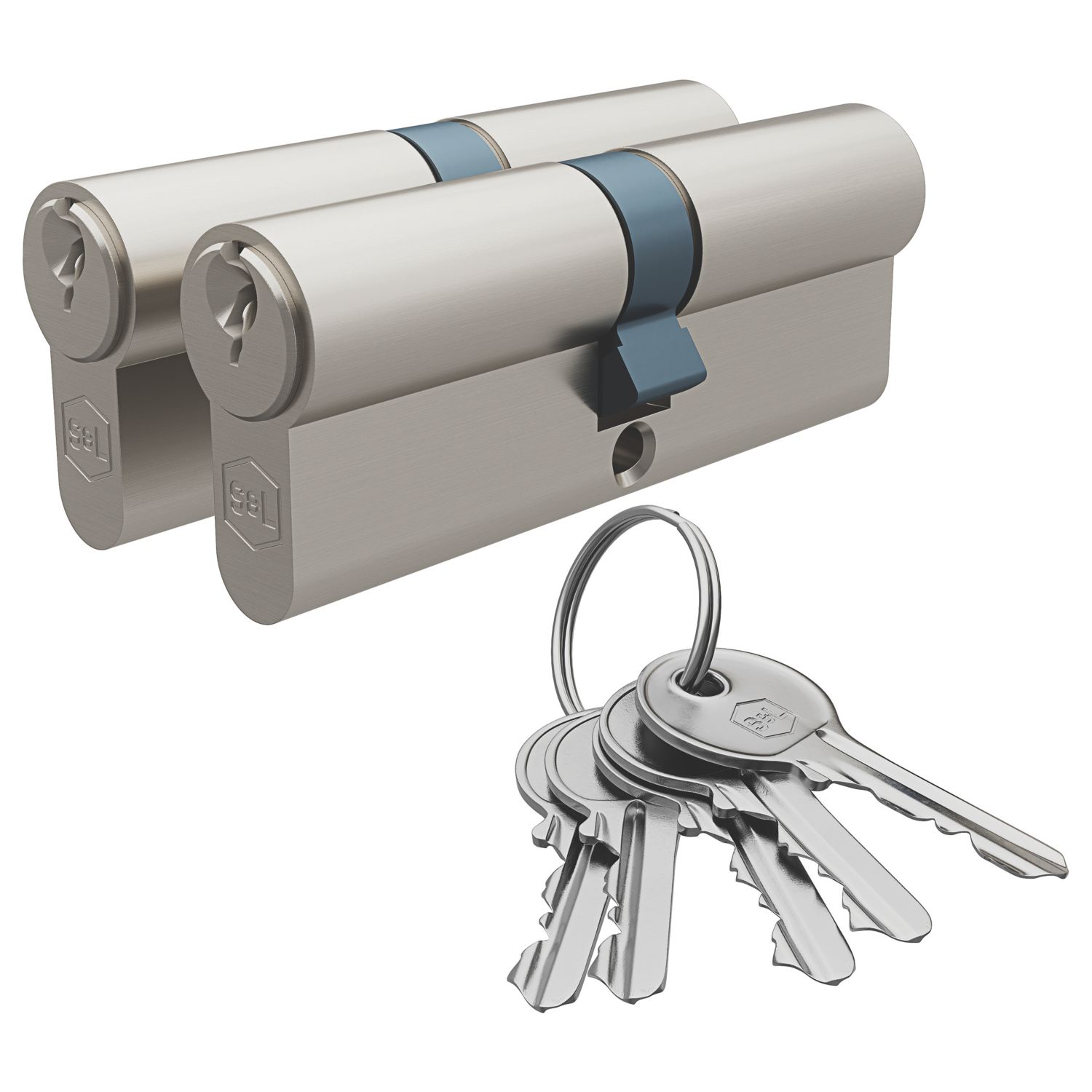 Smith & Locke 1 Star 6-Pin Euro Double Cylinder Locks 40-40 (80mm) Silver 2 Pack (615PX)