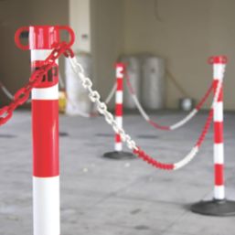 JSP  Barrier Chain Support Posts & Bases Red/White 101mm 2 Pack