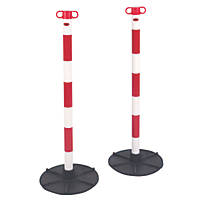 JSP  Barrier Chain Support Posts & Bases Red & White  2 Pack