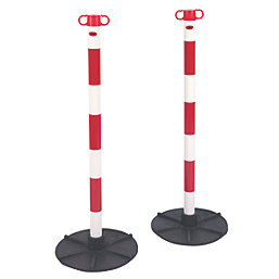 JSP  Barrier Chain Support Posts & Bases Red & White 101mm 2 Pack