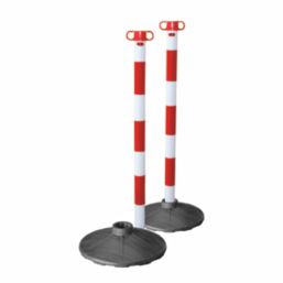 JSP  Barrier Chain Support Posts & Bases Red/White 101mm 2 Pack