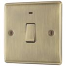British General Nexus Metal 20A 1-Gang DP Control Switch Antique Brass with LED