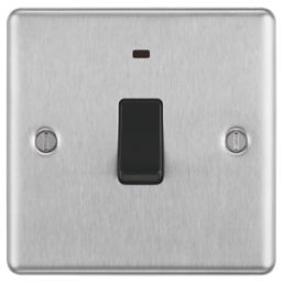 LAP  20A 1-Gang DP Control Switch Brushed Stainless Steel with Neon with Black Inserts