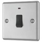 LAP  20A 1-Gang DP Control Switch Brushed Stainless Steel with Neon with Black Inserts