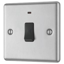 LAP  20A 1-Gang DP Control Switch Brushed Stainless Steel with Neon with Black Inserts